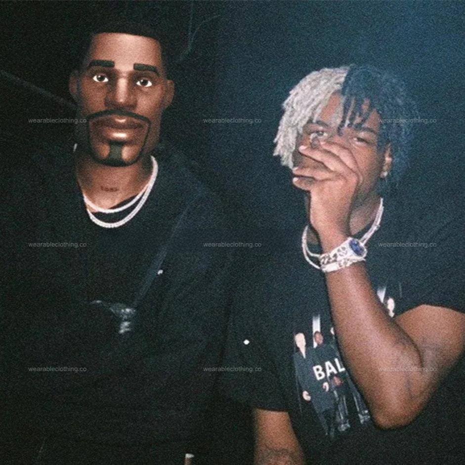 T-shirt with Fortnite’s default character taking a picture with Ken Carson