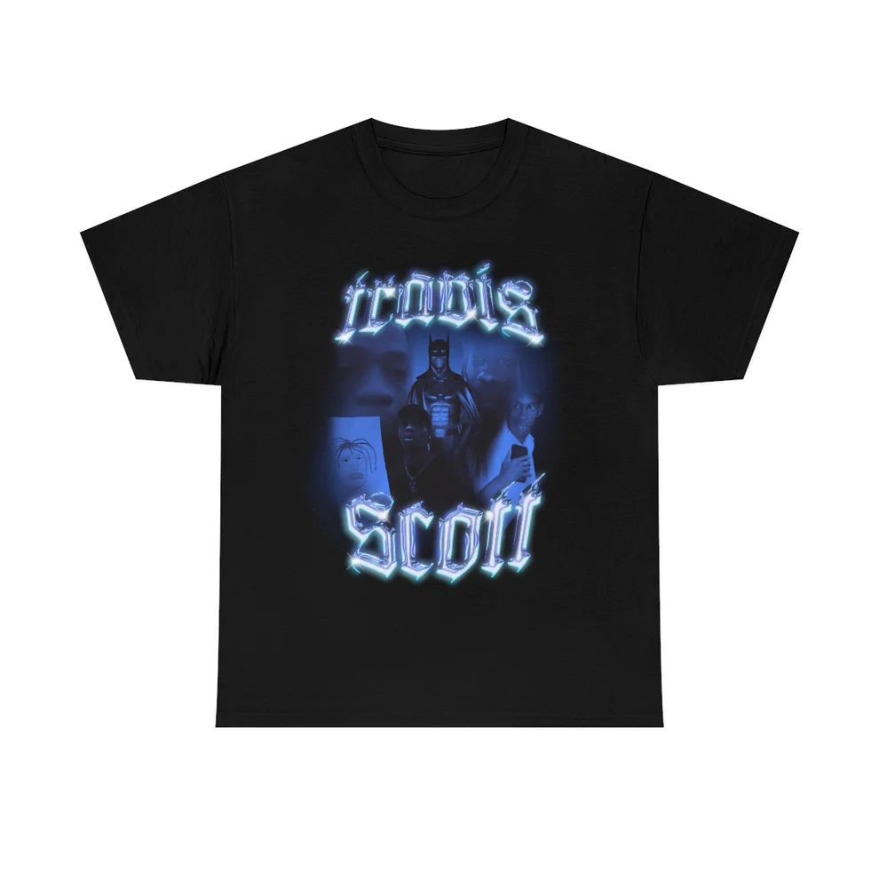 Black T-shirt with Travis Scott as Batman