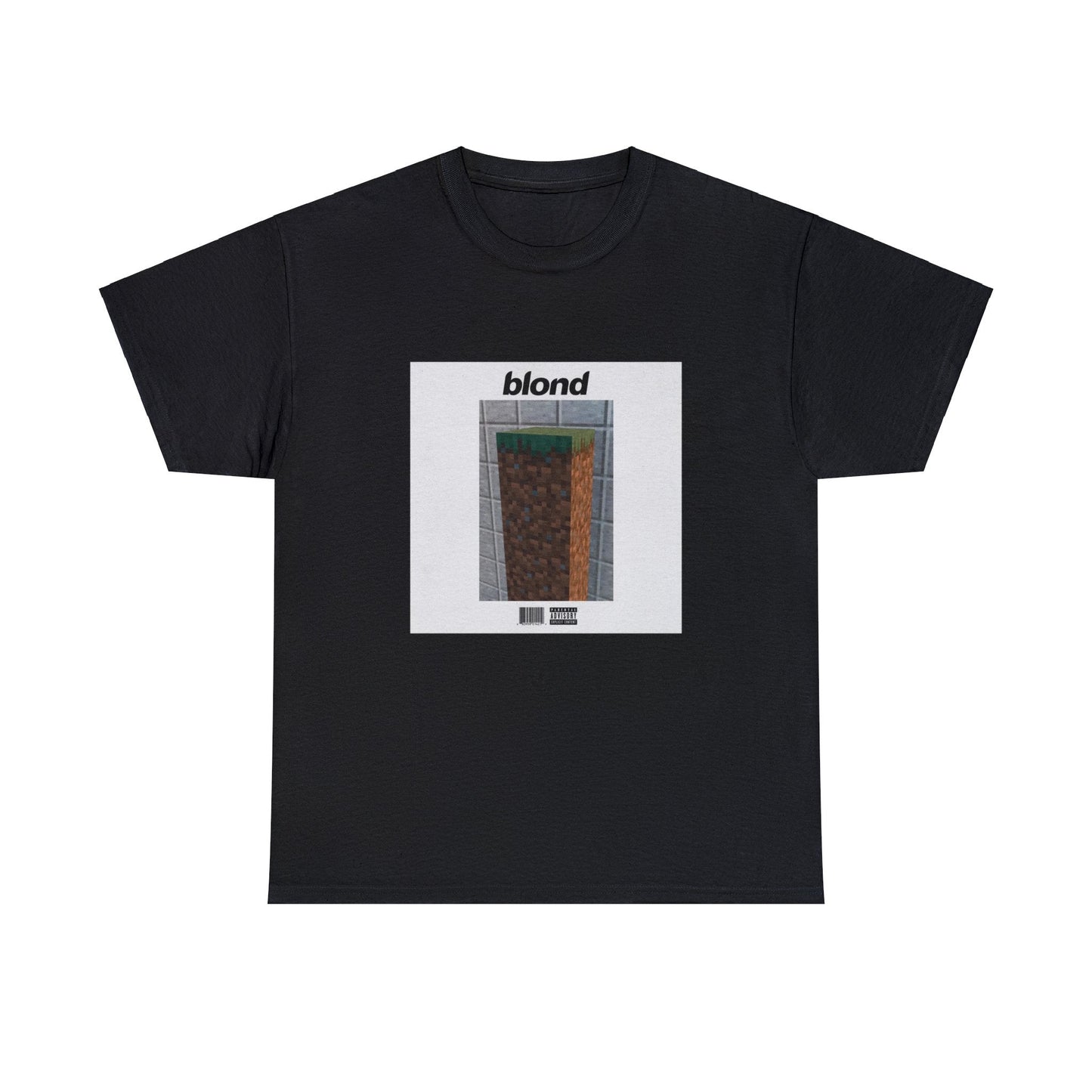 Graphic of the Blond album cover with Frank Ocean replaced by a rock from Minecraft.
