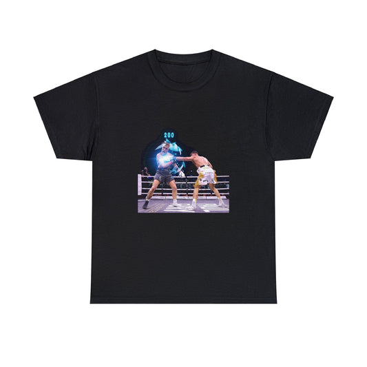 Black T-shirt with Jake Paul getting 200 pumped by Tommy Fury