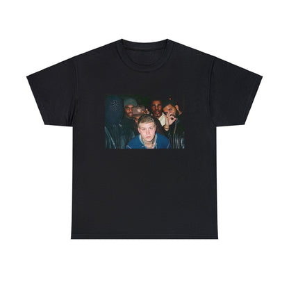 Black T-shirt with Fortnite’s default character alongside rappers like Drake and Kanye West